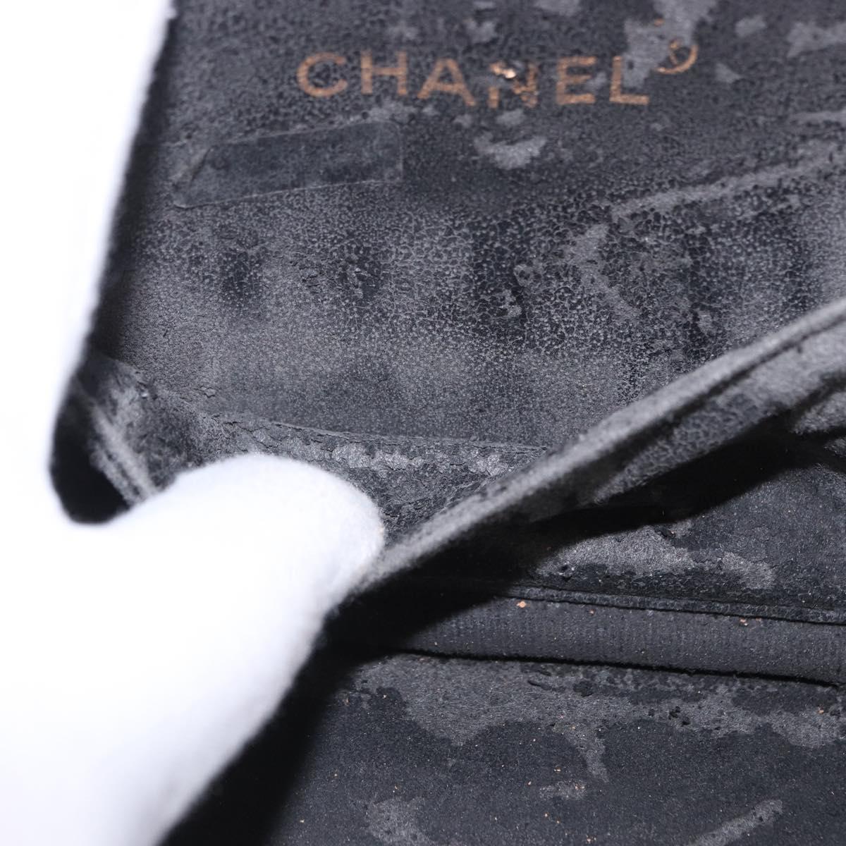 CHANEL COCO Mark Vanity Pouch Caviar Skin Black Gold CC Auth yk17517