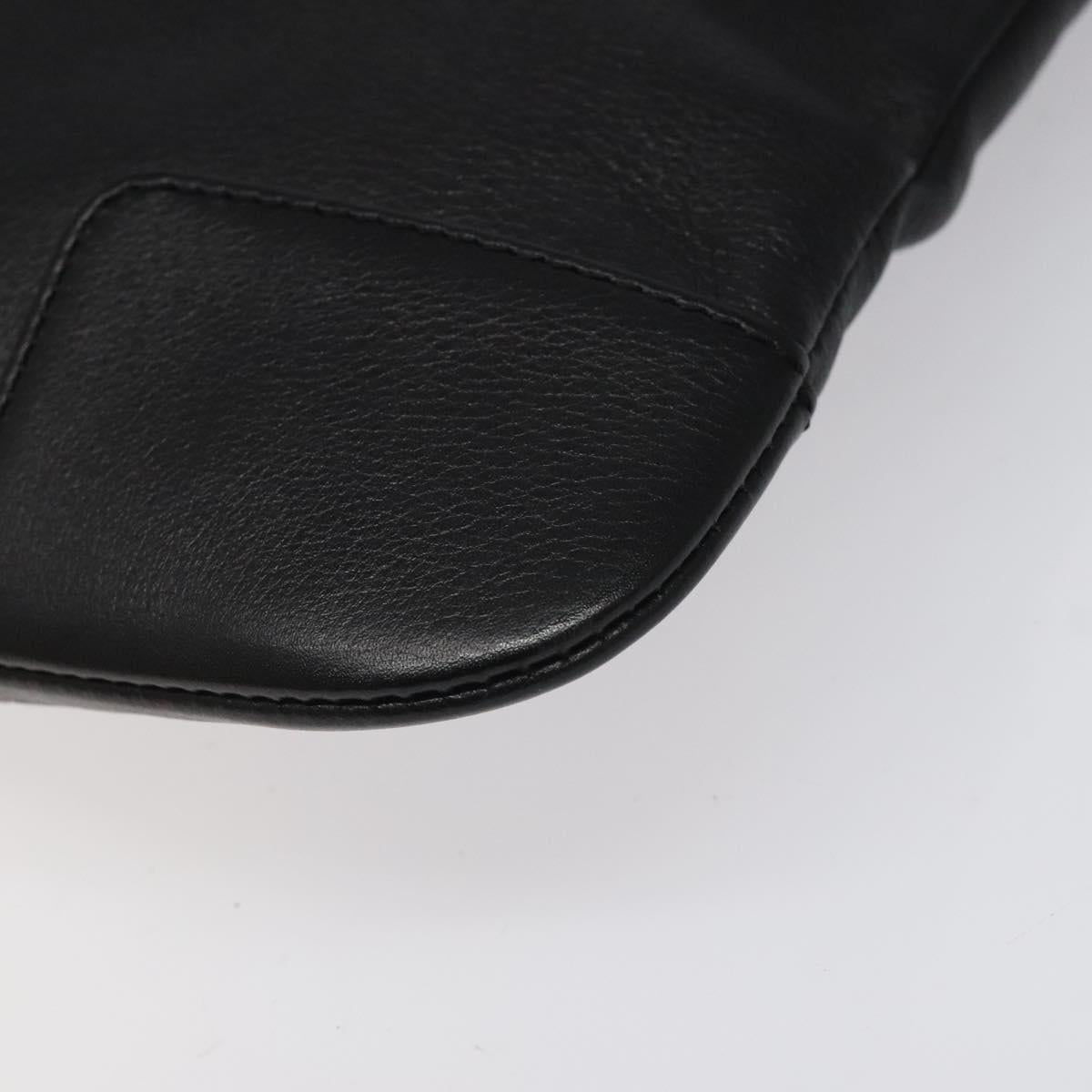 LOEWE Anagram Shoulder Bag Leather Black Silver Auth yk17569