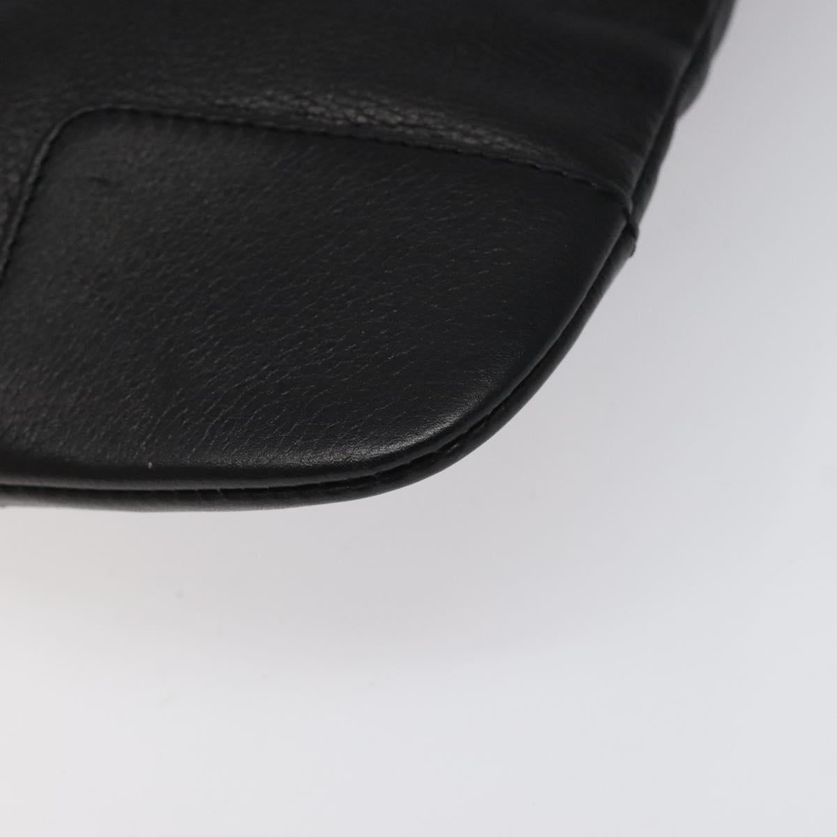 LOEWE Anagram Shoulder Bag Leather Black Silver Auth yk17569