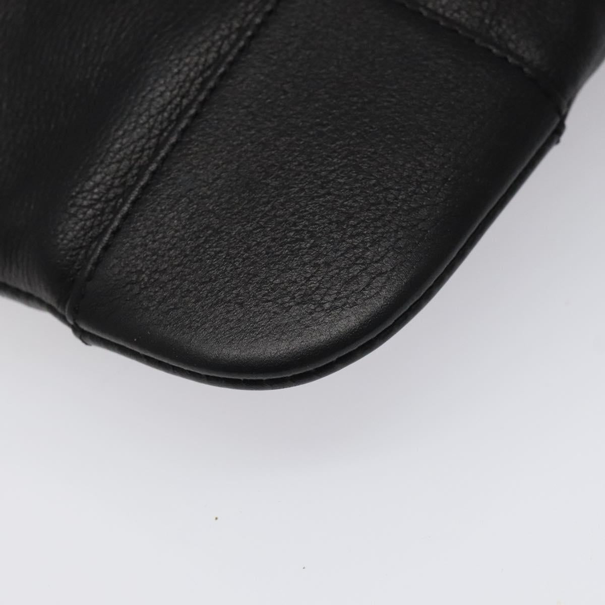 LOEWE Anagram Shoulder Bag Leather Black Silver Auth yk17569