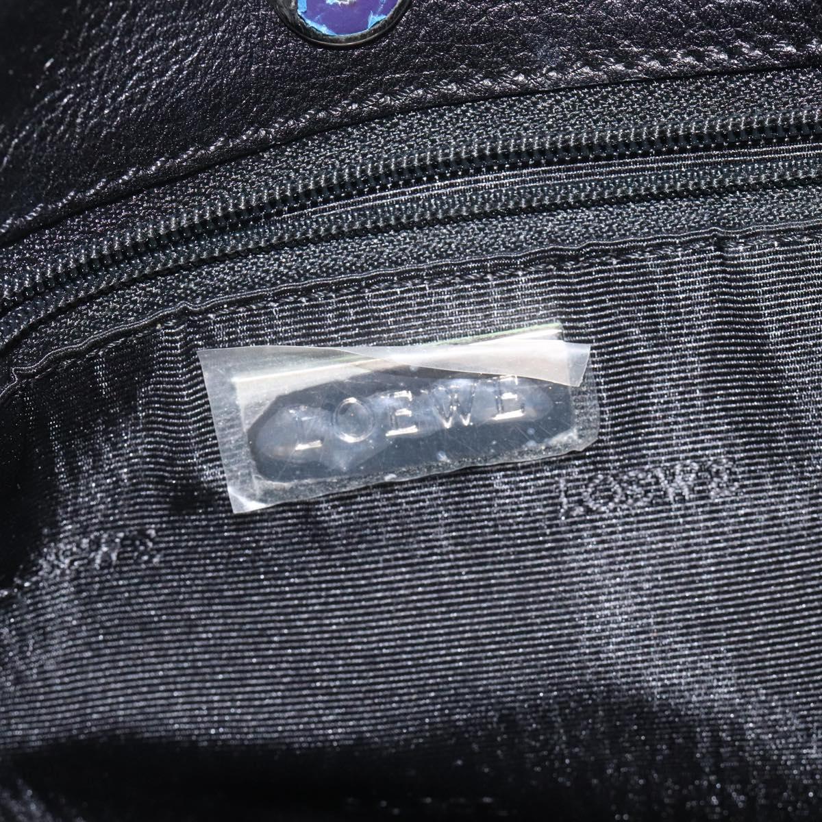 LOEWE Anagram Shoulder Bag Leather Black Silver Auth yk17569