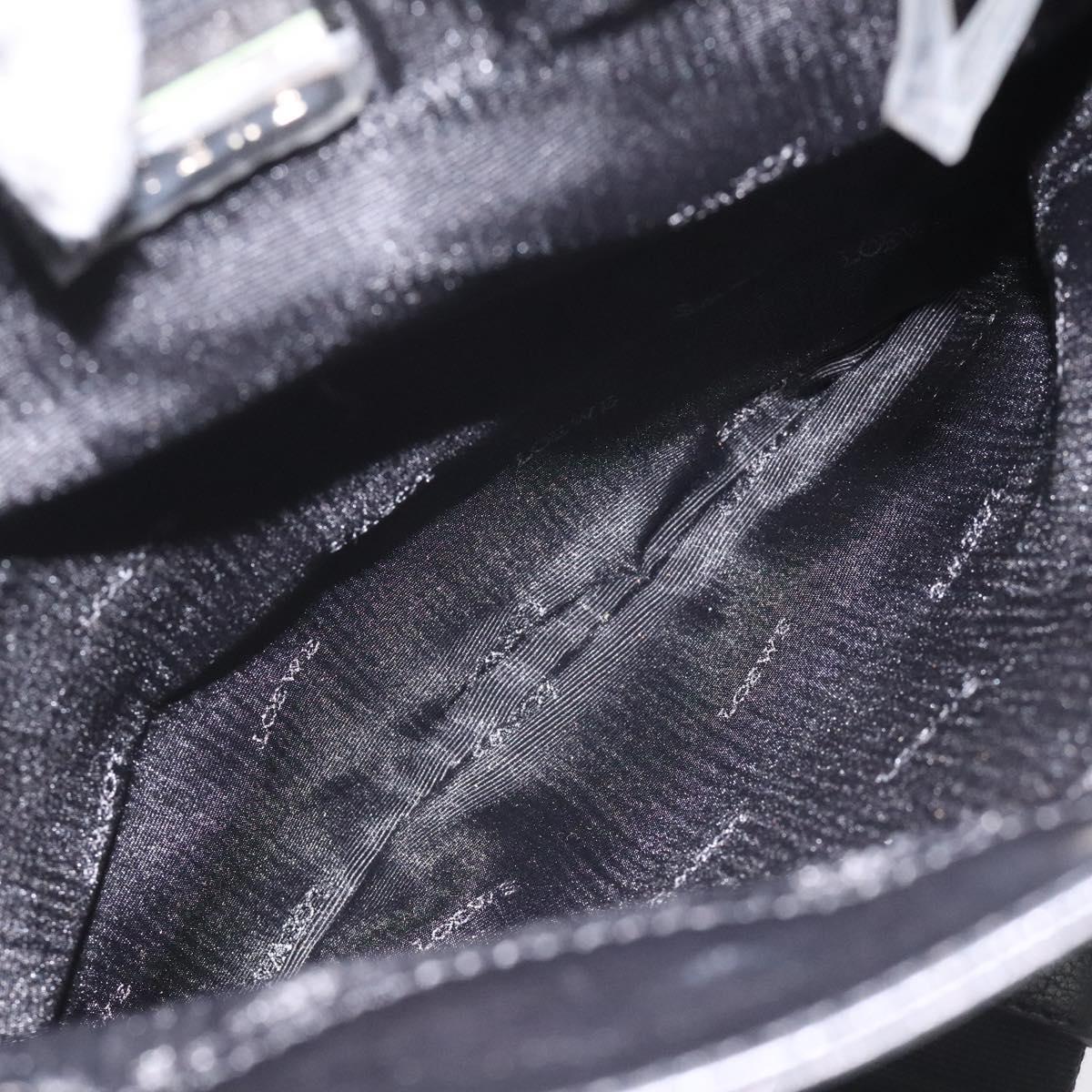 LOEWE Anagram Shoulder Bag Leather Black Silver Auth yk17569