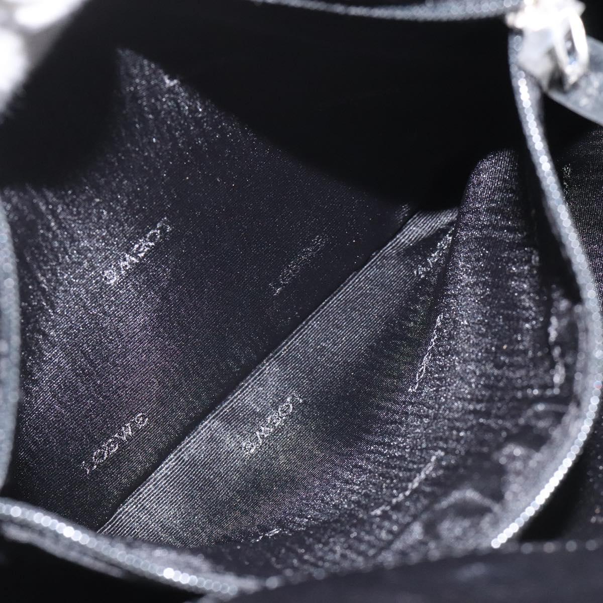 LOEWE Anagram Shoulder Bag Leather Black Silver Auth yk17569