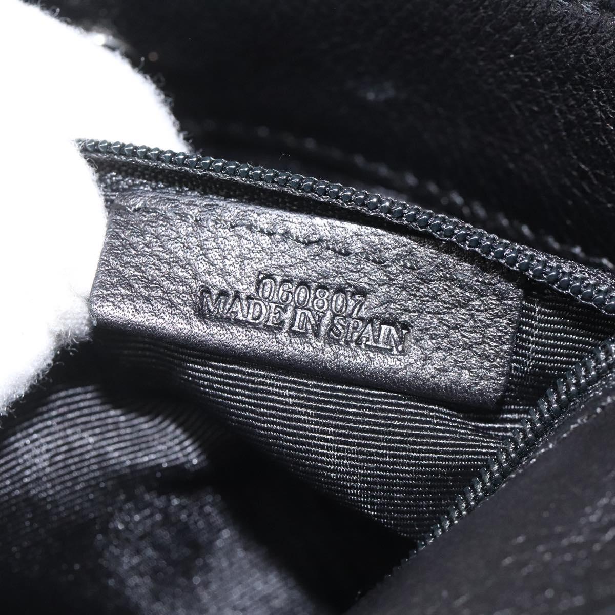 LOEWE Anagram Shoulder Bag Leather Black Silver Auth yk17569