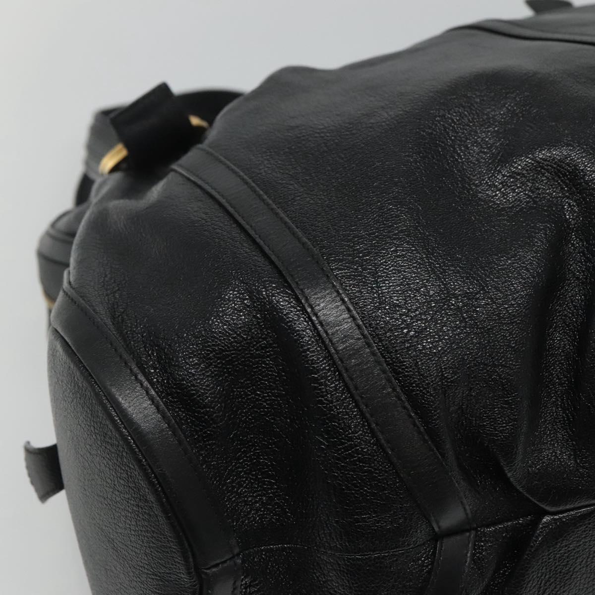 BVLGARI Chandra Tote Bag Leather Black Gold Auth yk17602