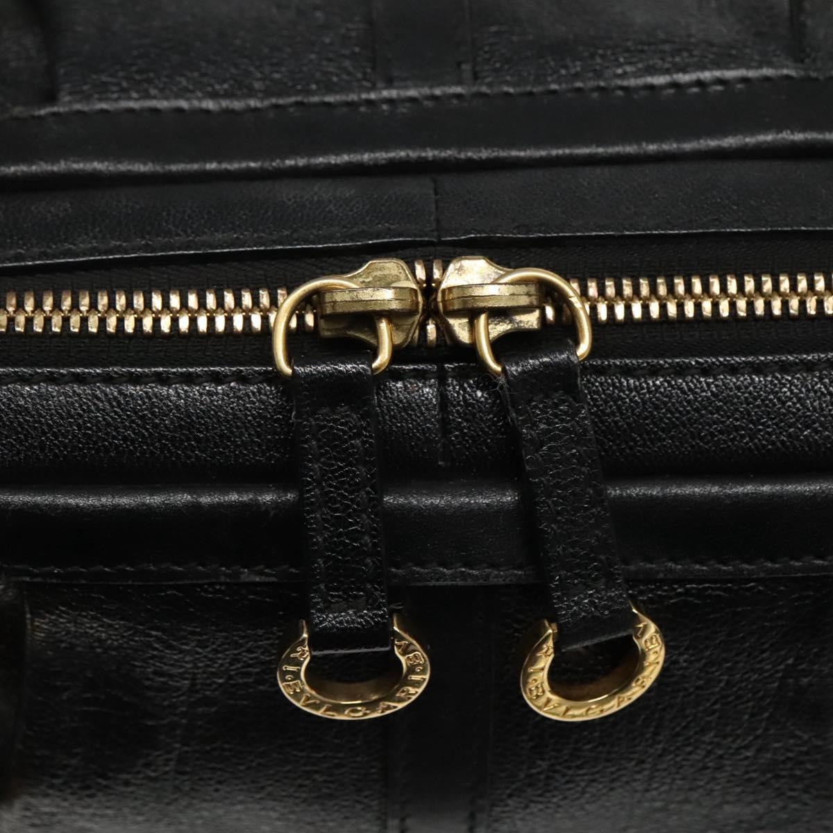 BVLGARI Chandra Tote Bag Leather Black Gold Auth yk17602