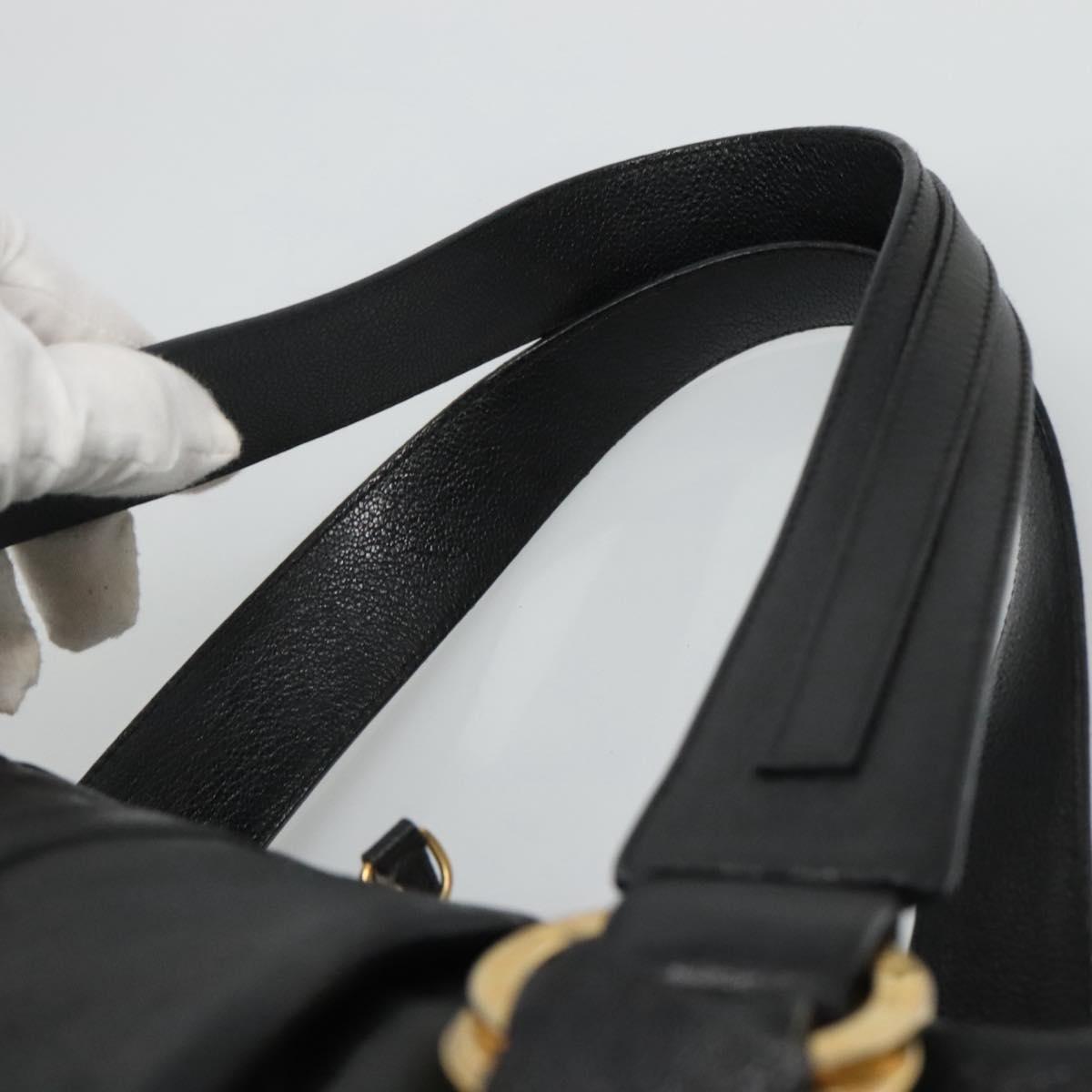 BVLGARI Chandra Tote Bag Leather Black Gold Auth yk17602