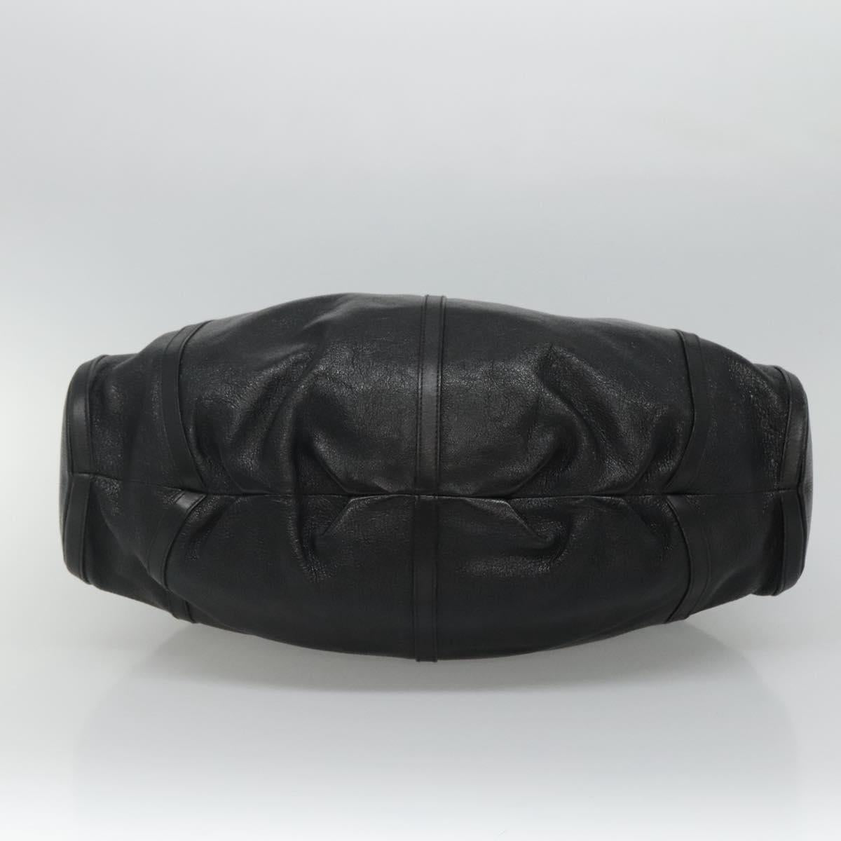 BVLGARI Chandra Tote Bag Leather Black Gold Auth yk17602