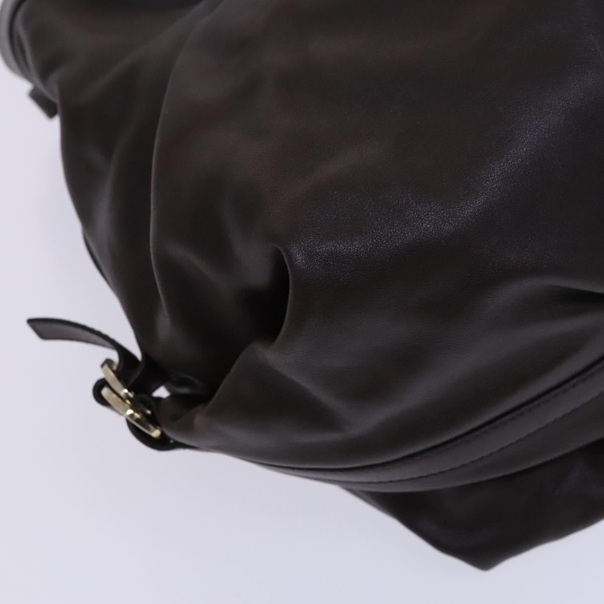 BVLGARI Chandra Shoulder Bag Leather Brown Gold Auth yk17622