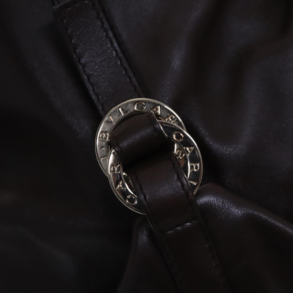 BVLGARI Chandra Shoulder Bag Leather Brown Gold Auth yk17622