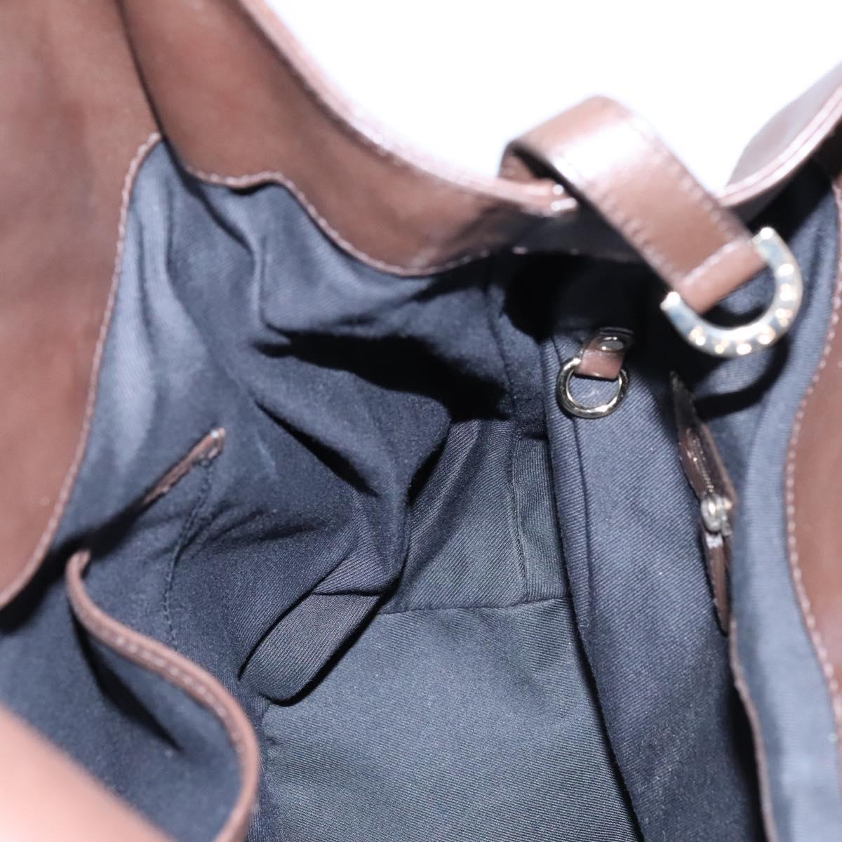 BVLGARI Chandra Shoulder Bag Leather Brown Gold Auth yk17622