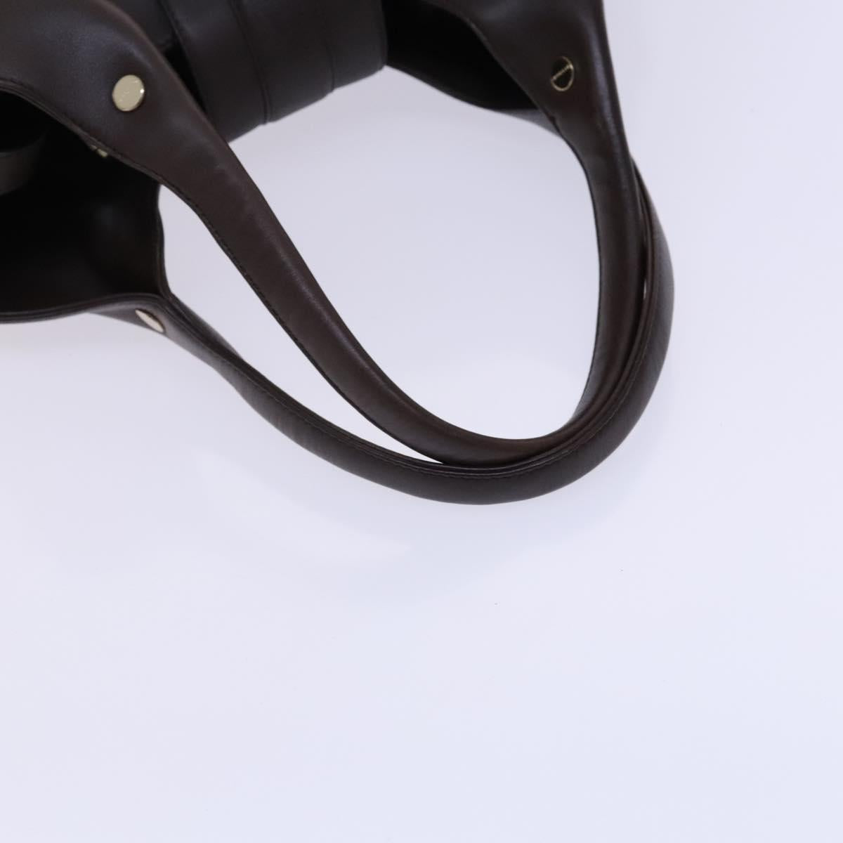 BVLGARI Chandra Shoulder Bag Leather Brown Gold Auth yk17622