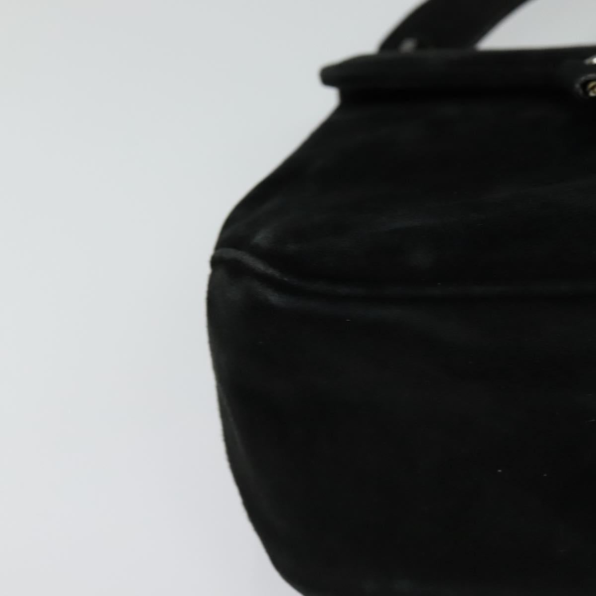 Salvatore Ferragamo Vala Hand Bag Suede Black Auth yk17641