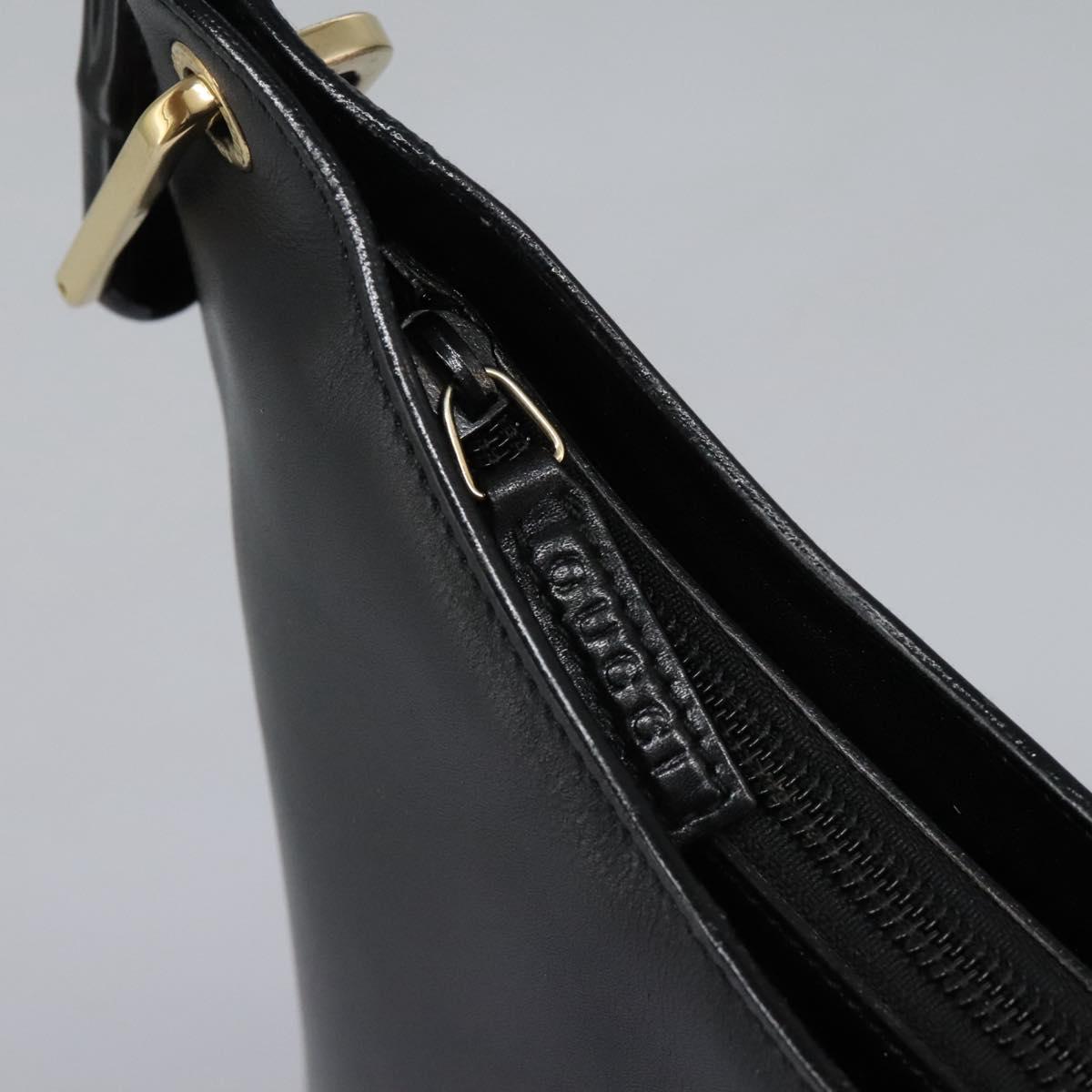GUCCI Bamboo Shoulder Bag Leather Black Gold 001 3006 Auth yk17653