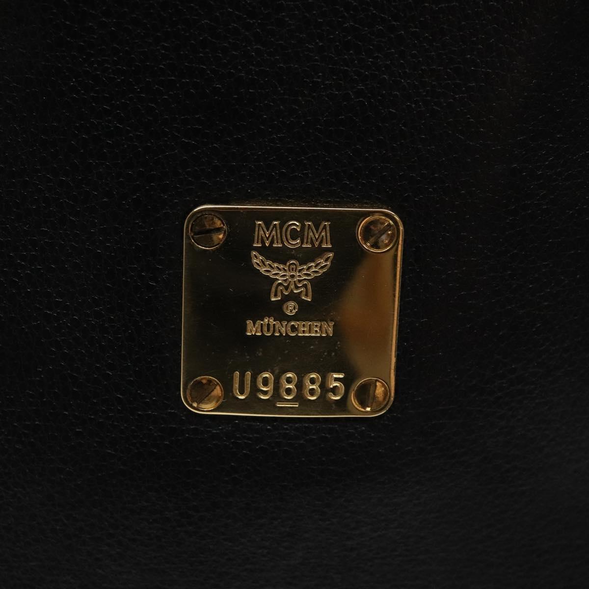 MCM Hand Bag Leather Black Gold Auth yk17655