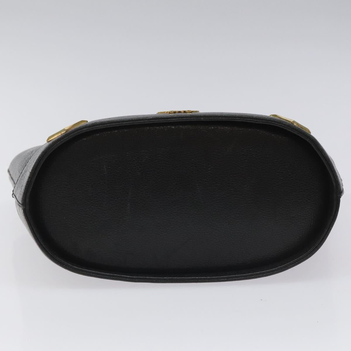 MCM Hand Bag Leather Black Gold Auth yk17655