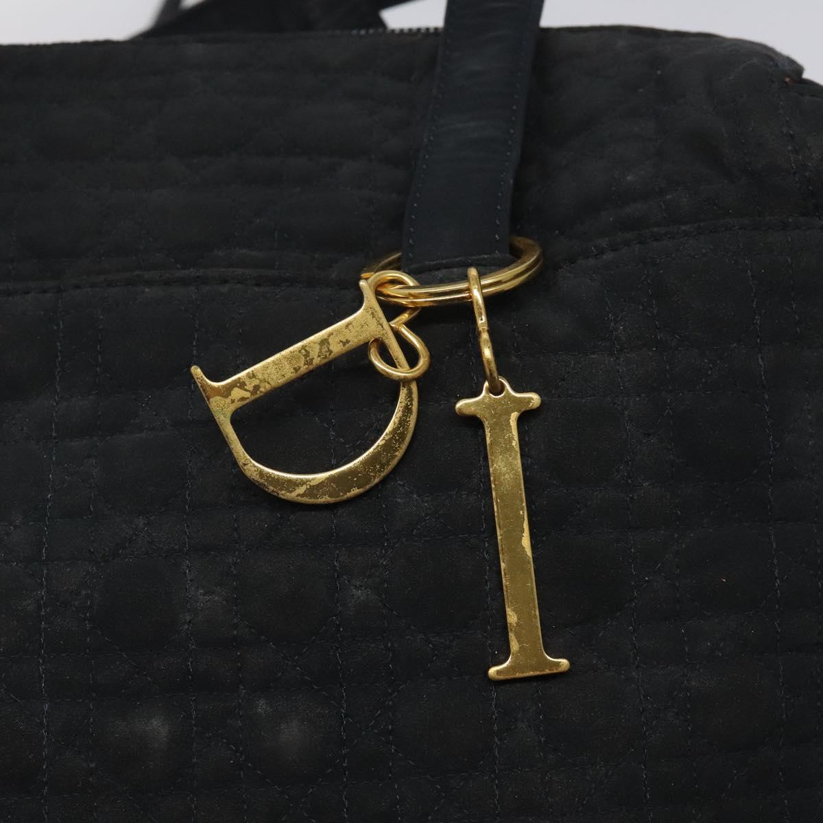 Christian Dior Canage Shoulder Bag Nylon Black Gold Auth yk17665