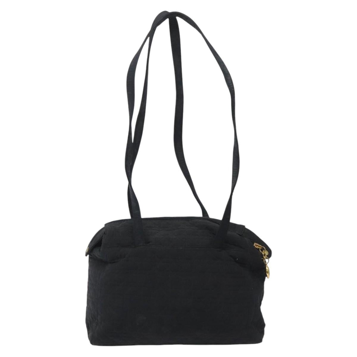 Christian Dior Canage Shoulder Bag Nylon Black Gold Auth yk17665