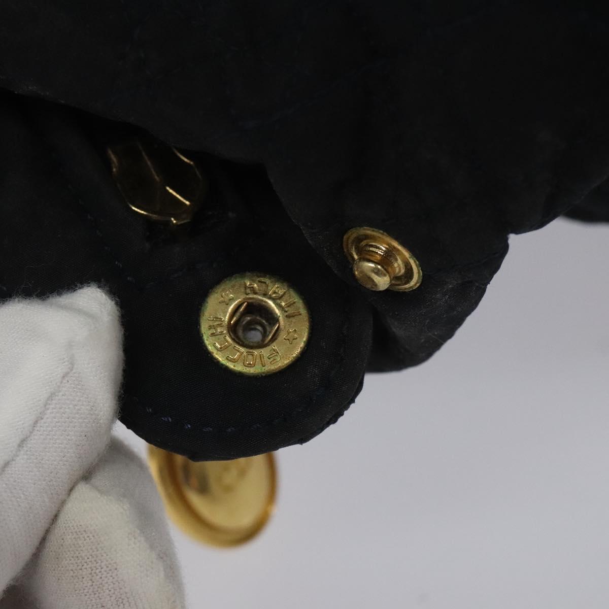 Christian Dior Canage Shoulder Bag Nylon Black Gold Auth yk17665