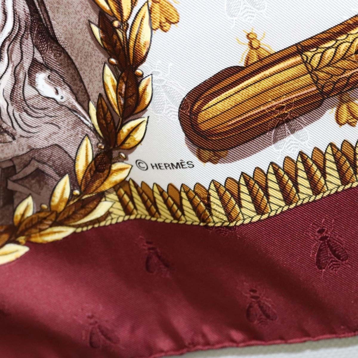 HERMES Carre 90 Scarf ""NAPOLEON"" Silk Bordeaux Auth yk17702