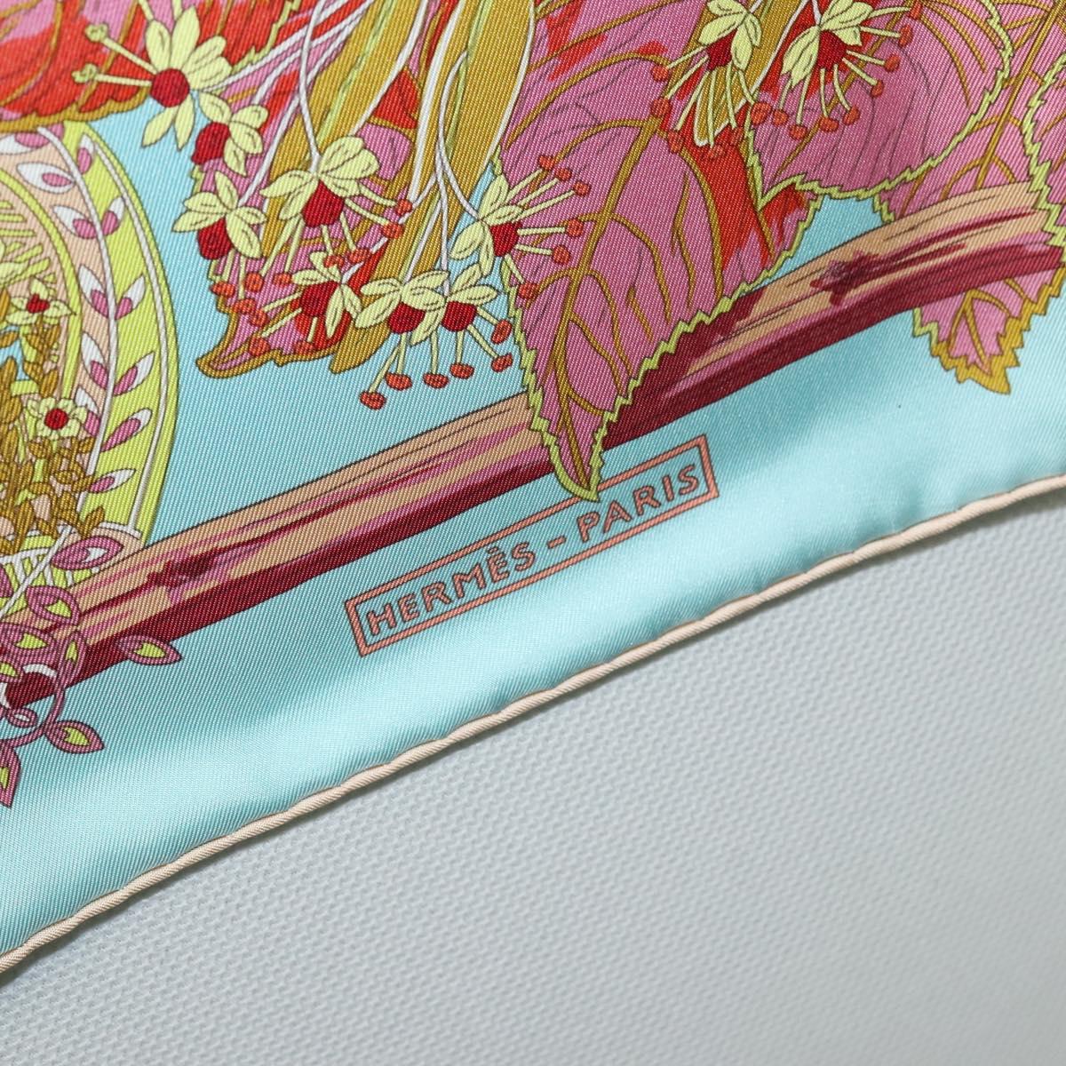 HERMES Carre 90 Scarf ""Mythes Et Metamorphoses"" Silk Pink Auth yk17704