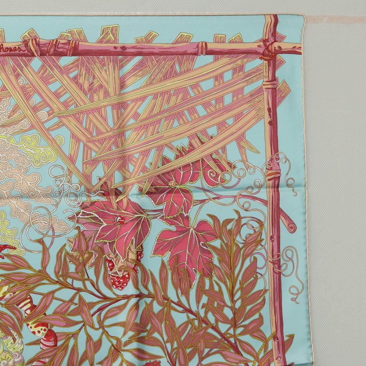 HERMES Carre 90 Scarf ""Mythes Et Metamorphoses"" Silk Pink Auth yk17704