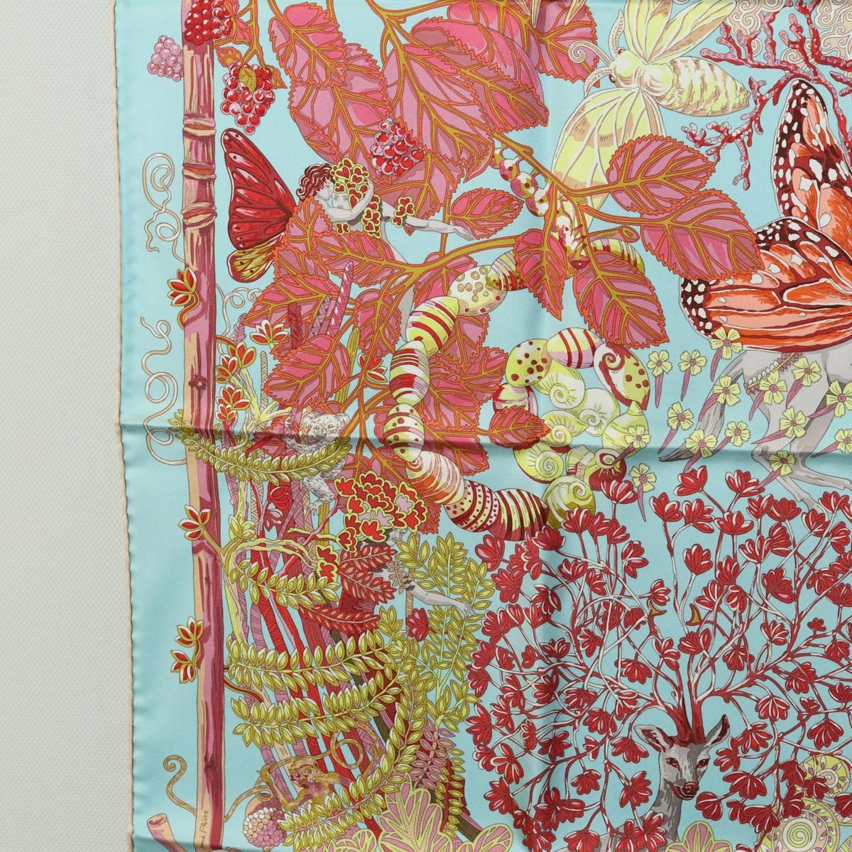 HERMES Carre 90 Scarf ""Mythes Et Metamorphoses"" Silk Pink Auth yk17704