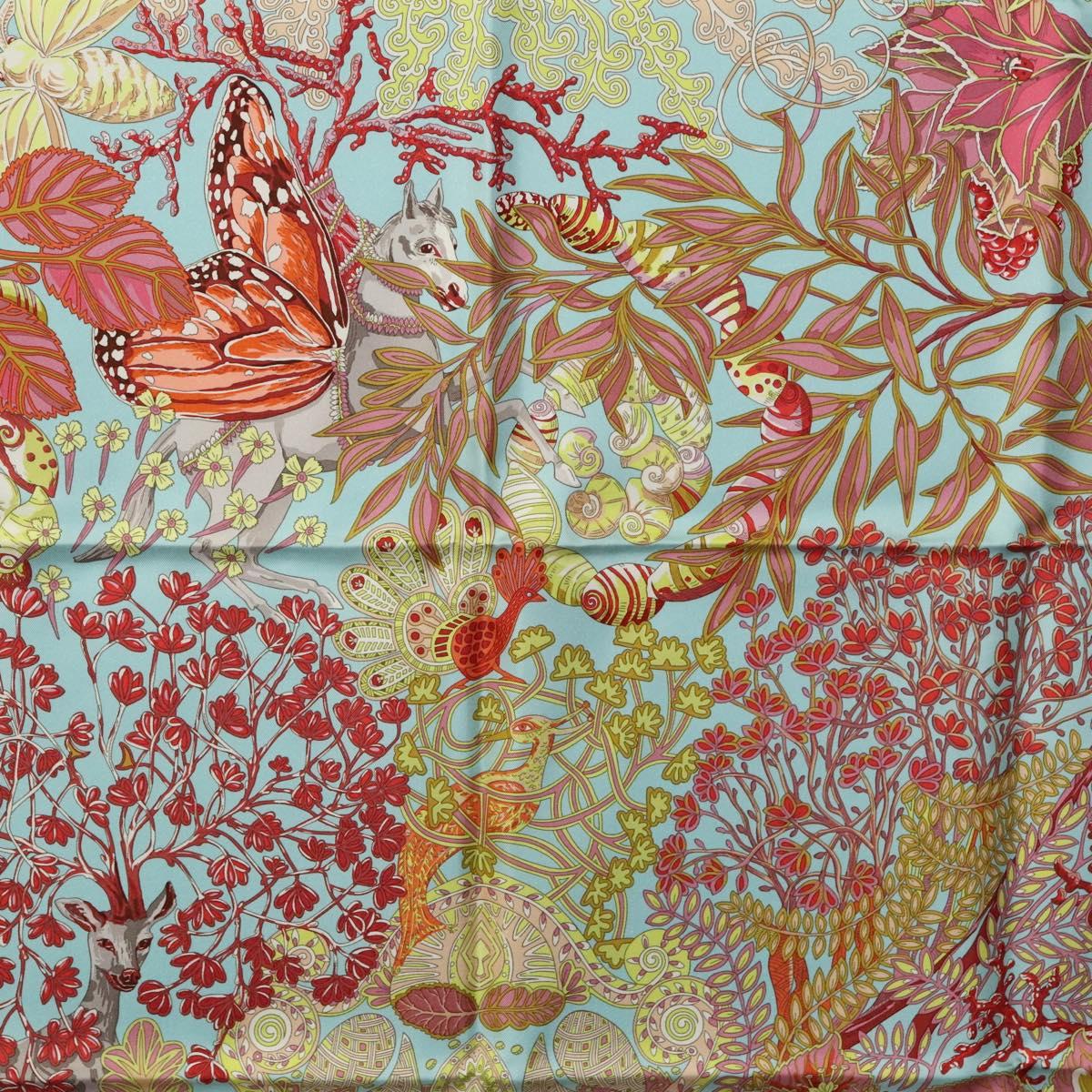 HERMES Carre 90 Scarf ""Mythes Et Metamorphoses"" Silk Pink Auth yk17704