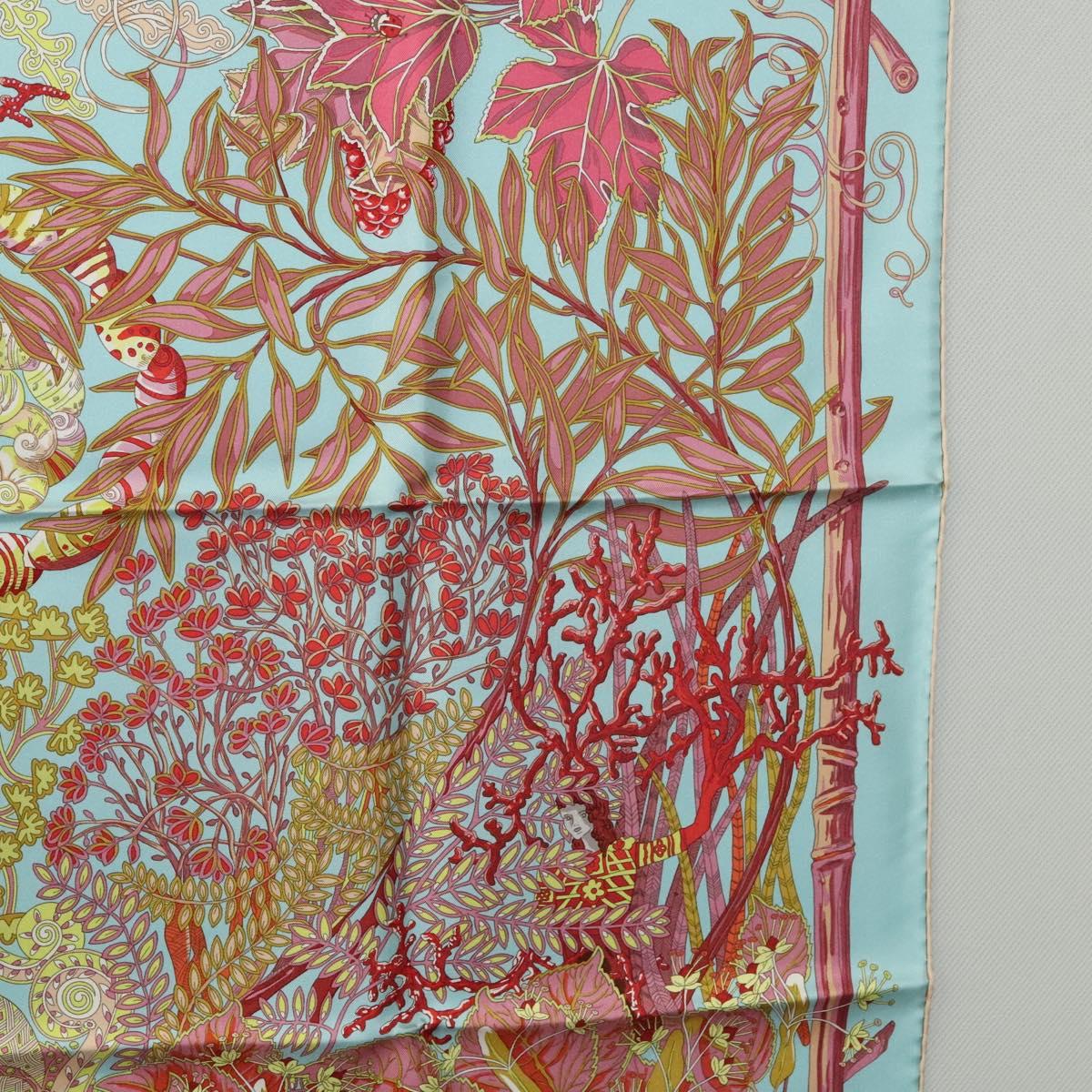 HERMES Carre 90 Scarf ""Mythes Et Metamorphoses"" Silk Pink Auth yk17704
