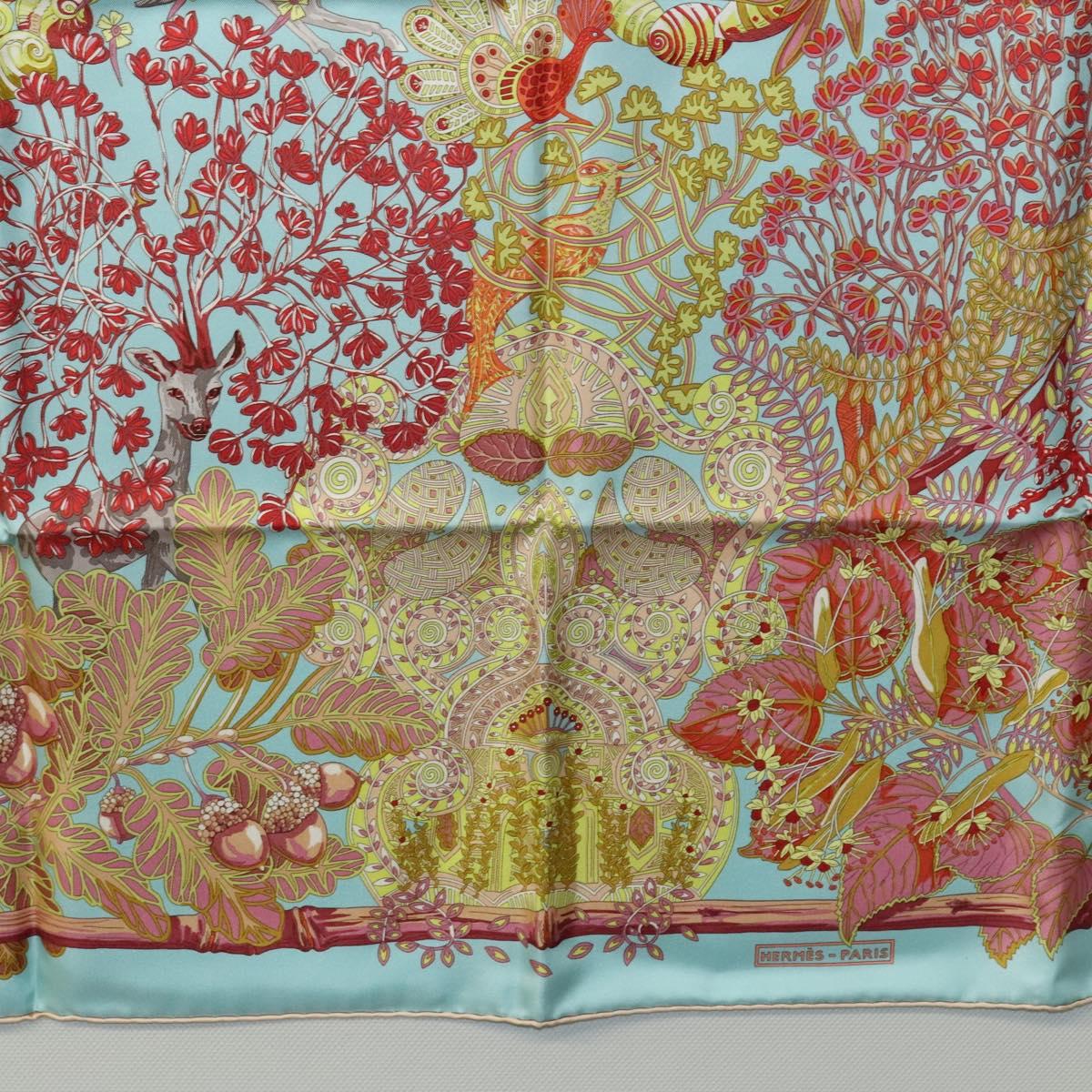 HERMES Carre 90 Scarf ""Mythes Et Metamorphoses"" Silk Pink Auth yk17704