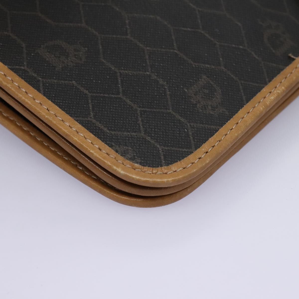 Christian Dior Honeycomb Canvas Chain Shoulder Bag PVC Black Gold Auth yk17711