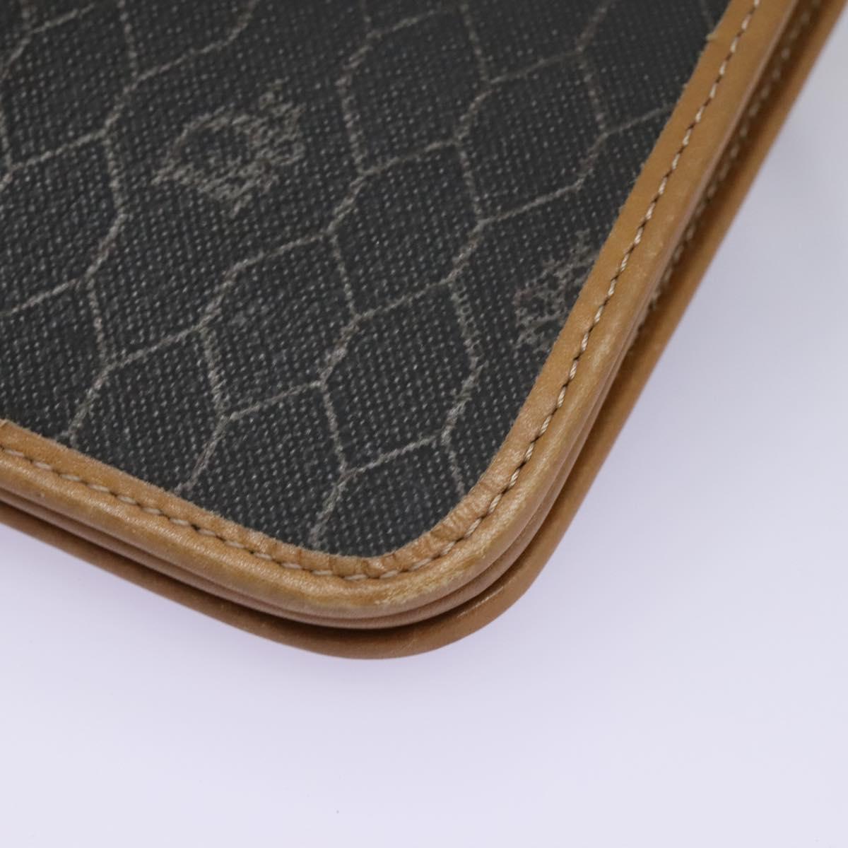 Christian Dior Honeycomb Canvas Chain Shoulder Bag PVC Black Gold Auth yk17711