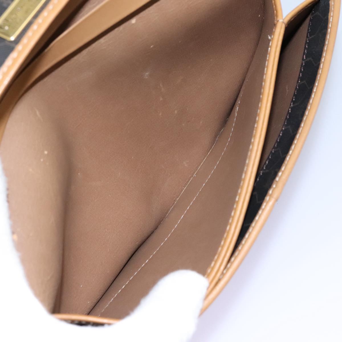 Christian Dior Honeycomb Canvas Chain Shoulder Bag PVC Black Gold Auth yk17711