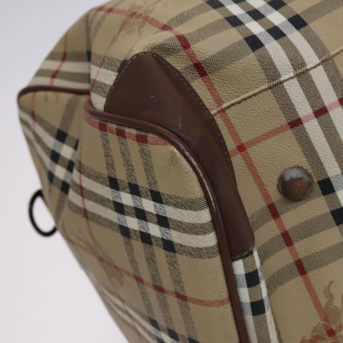 Burberrys Nova Check Boston Bag PVC Beige Auth yk17750