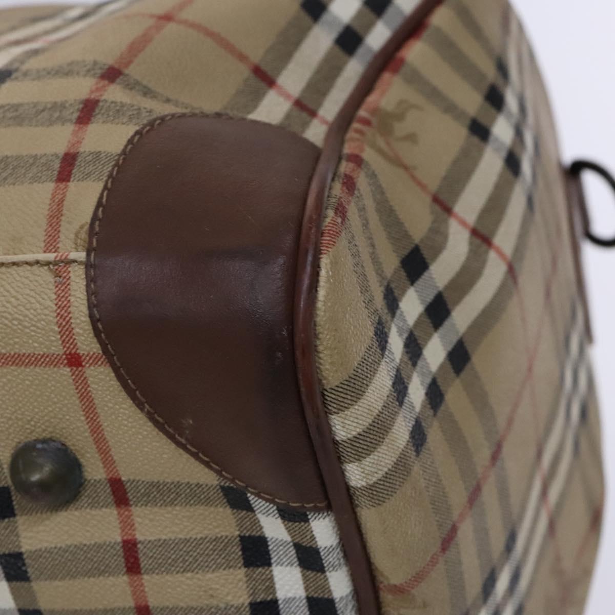 Burberrys Nova Check Boston Bag PVC Beige Auth yk17750