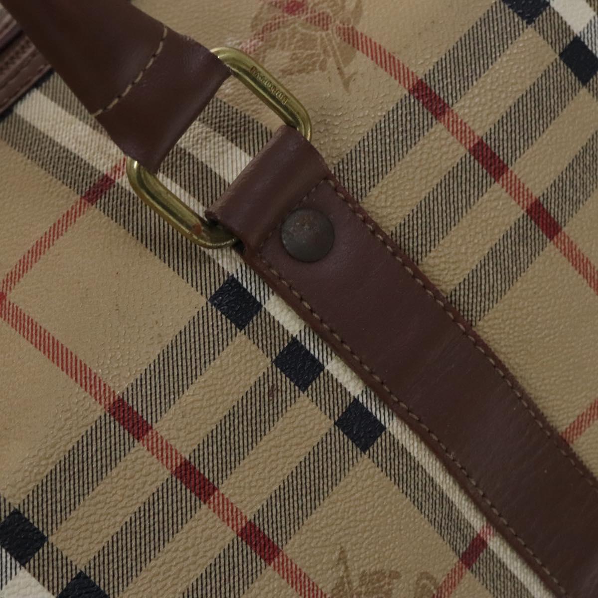 Burberrys Nova Check Boston Bag PVC Beige Auth yk17750