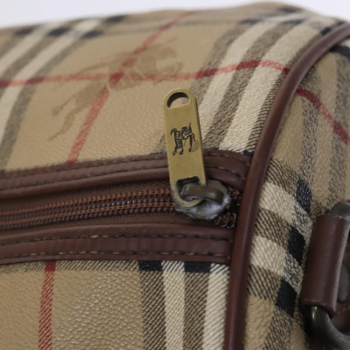 Burberrys Nova Check Boston Bag PVC Beige Auth yk17750