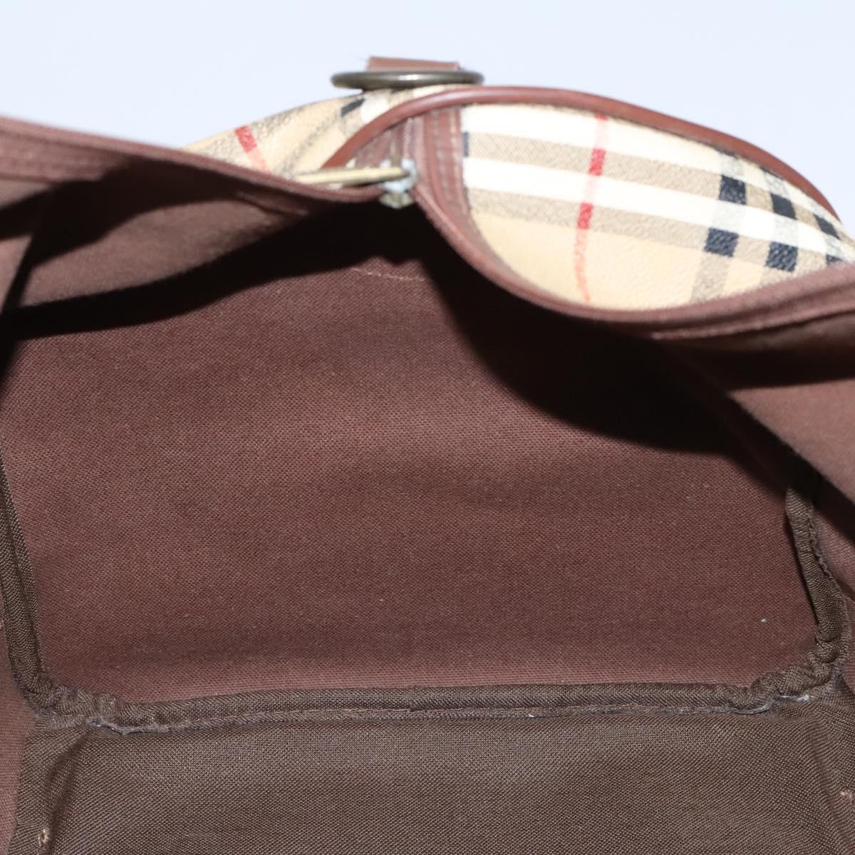 Burberrys Nova Check Boston Bag PVC Beige Auth yk17750