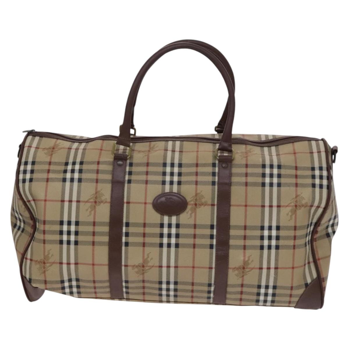 Burberrys Nova Check Boston Bag PVC Beige Auth yk17750