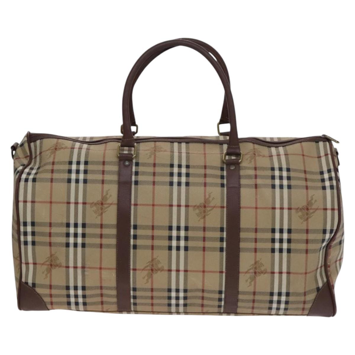 Burberrys Nova Check Boston Bag PVC Beige Auth yk17750