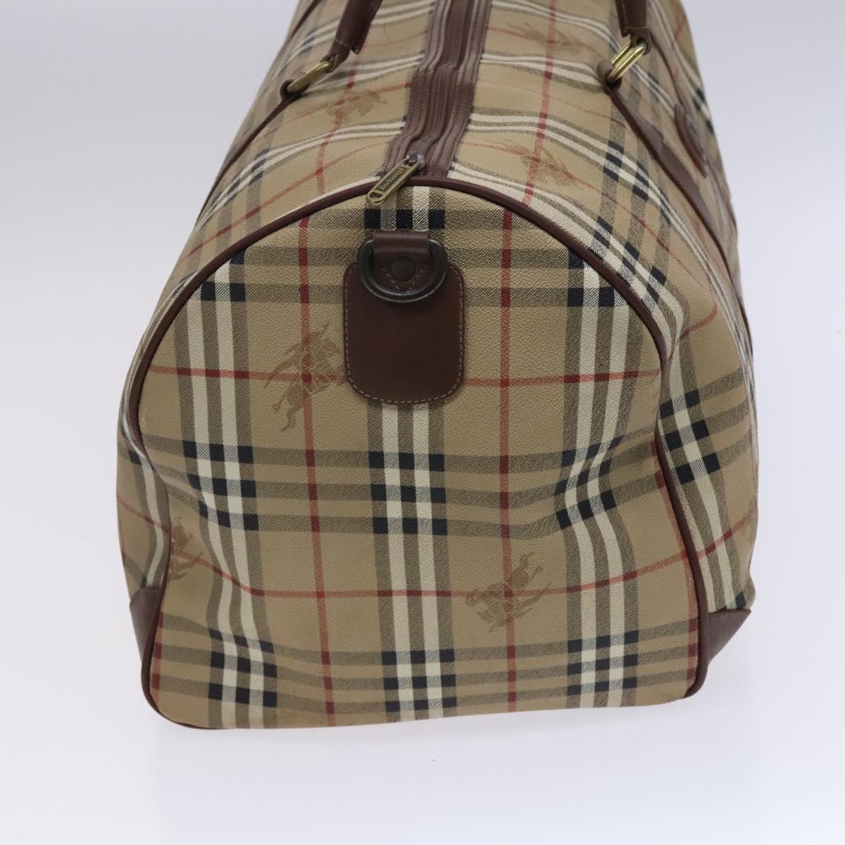 Burberrys Nova Check Boston Bag PVC Beige Auth yk17750