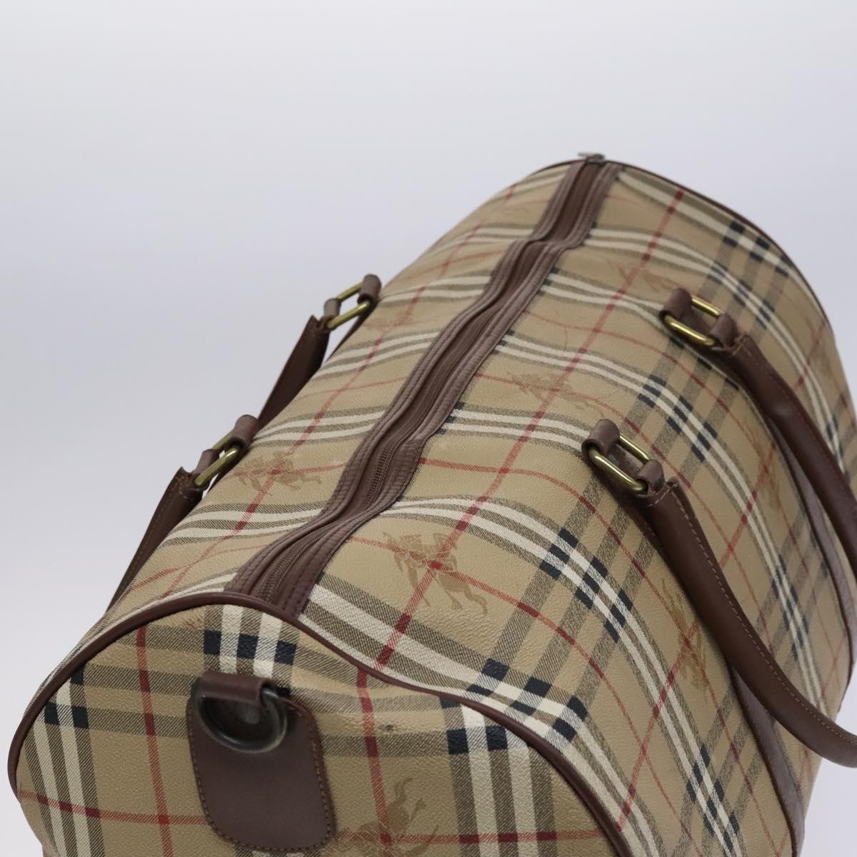Burberrys Nova Check Boston Bag PVC Beige Auth yk17750