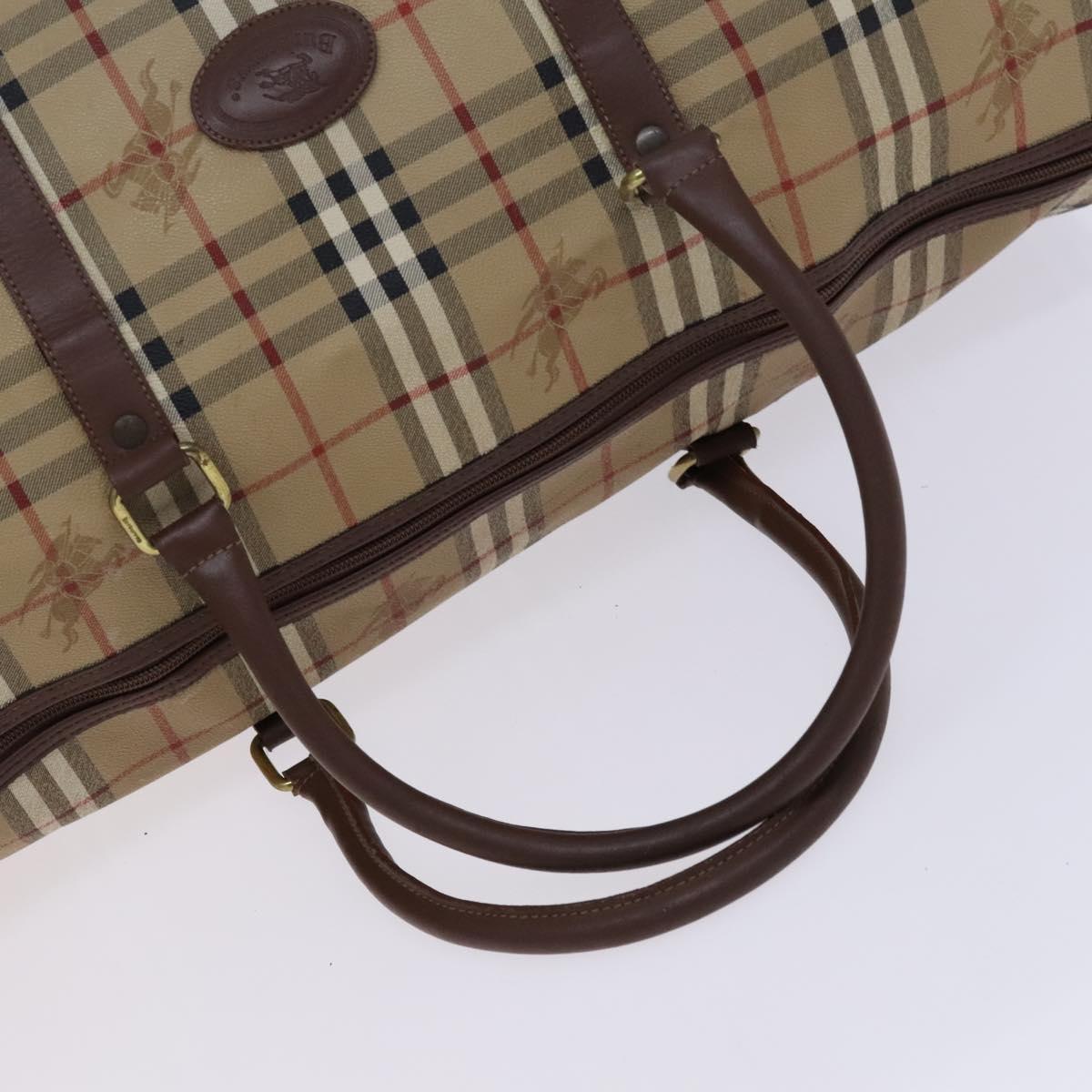 Burberrys Nova Check Boston Bag PVC Beige Auth yk17750