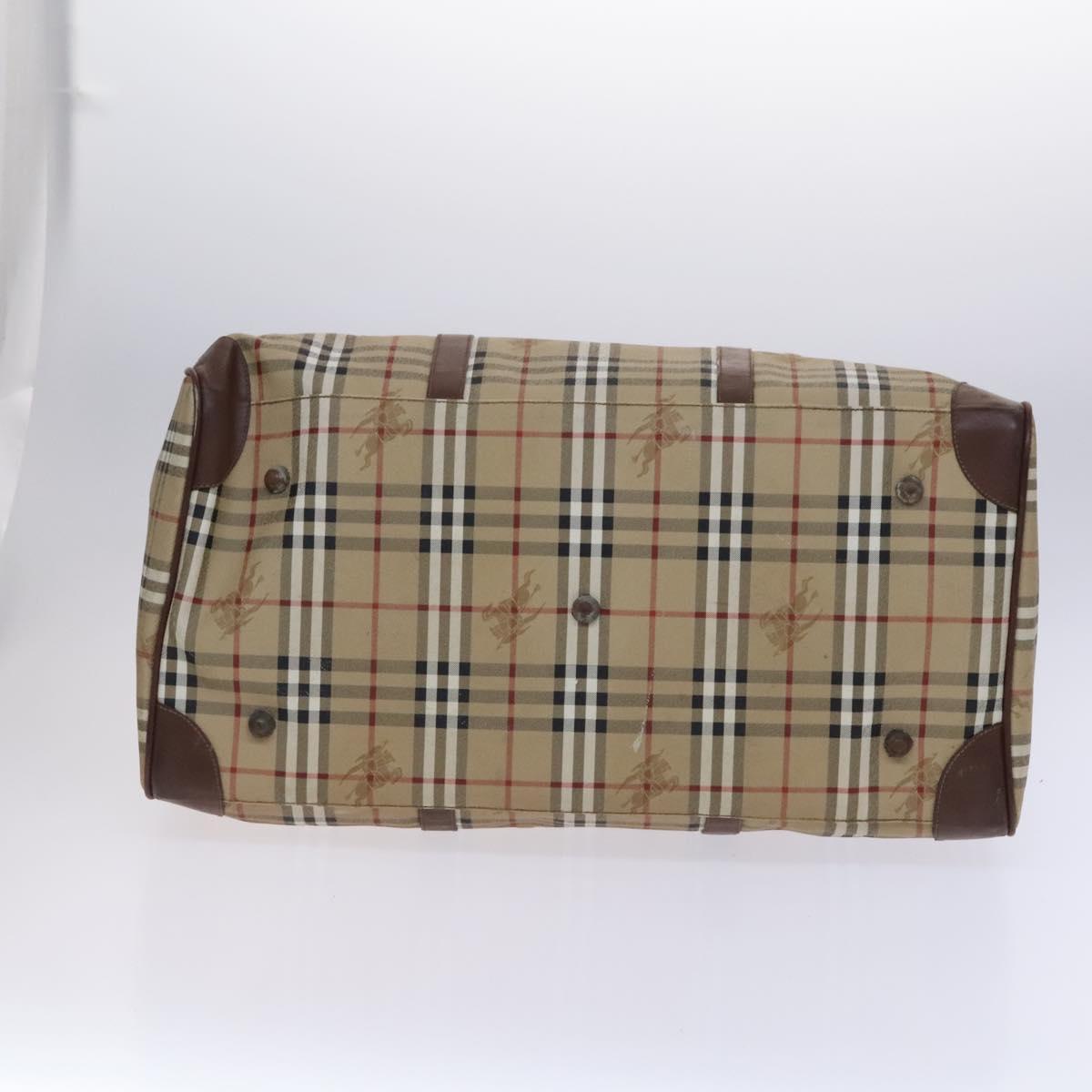 Burberrys Nova Check Boston Bag PVC Beige Auth yk17750