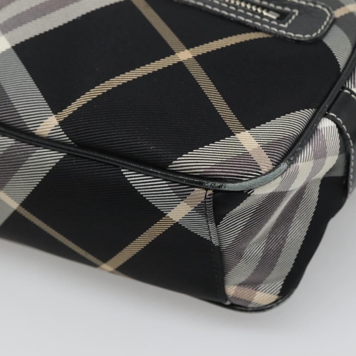 BURBERRY Nova Check Blue Label Shoulder Bag Canvas Black Silver Auth yk17807