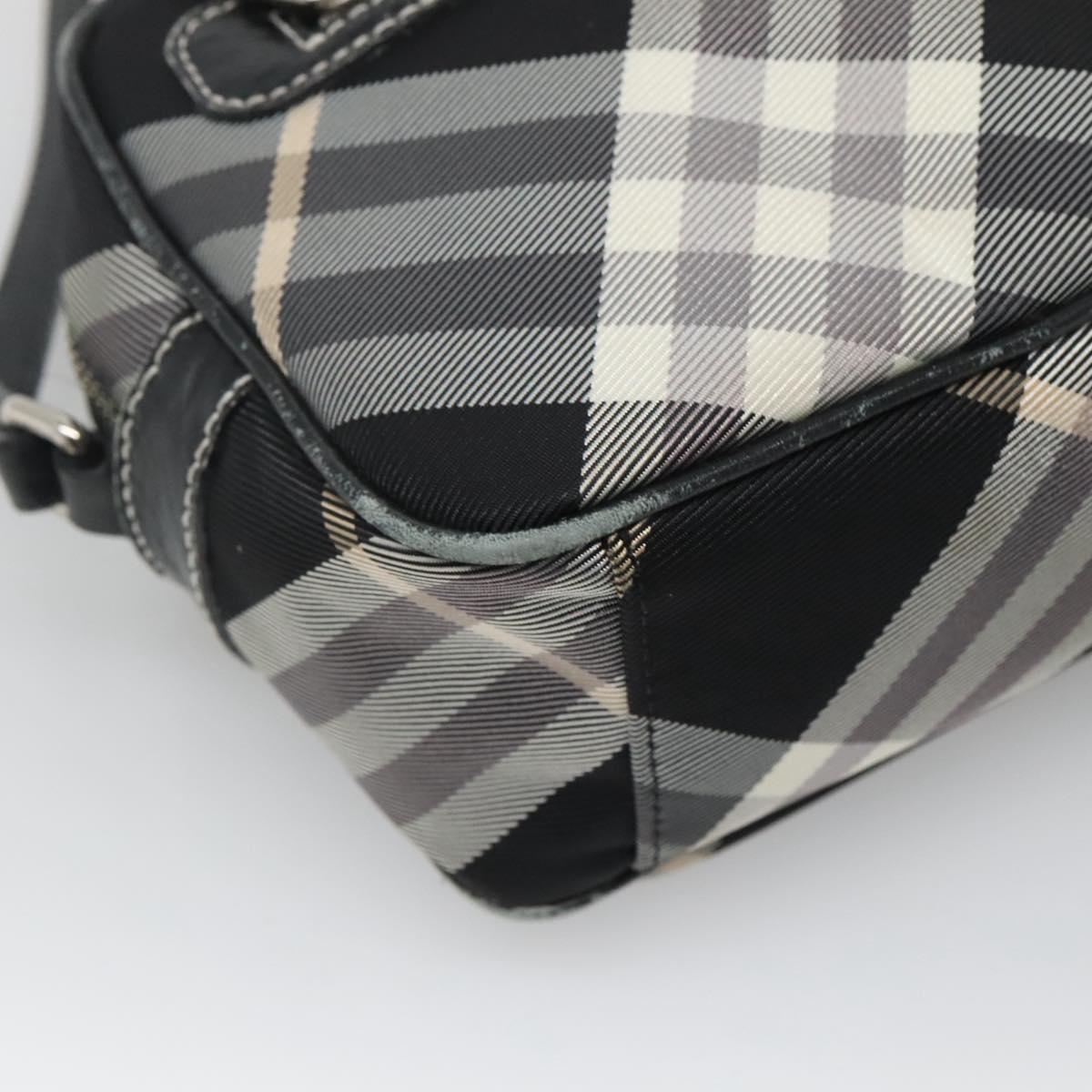 BURBERRY Nova Check Blue Label Shoulder Bag Canvas Black Silver Auth yk17807