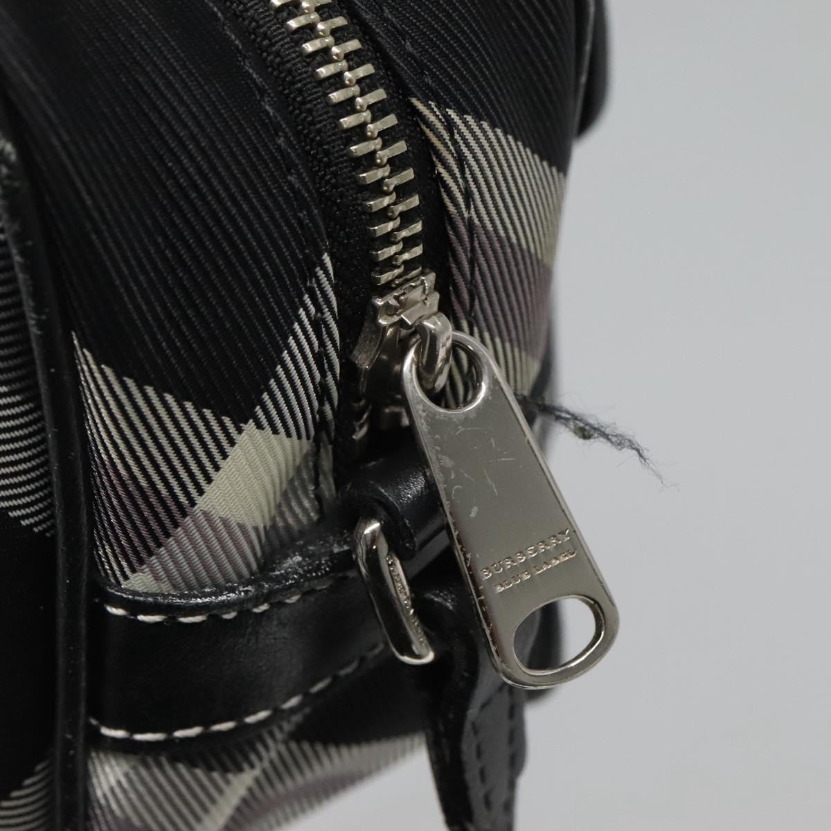 BURBERRY Nova Check Blue Label Shoulder Bag Canvas Black Silver Auth yk17807