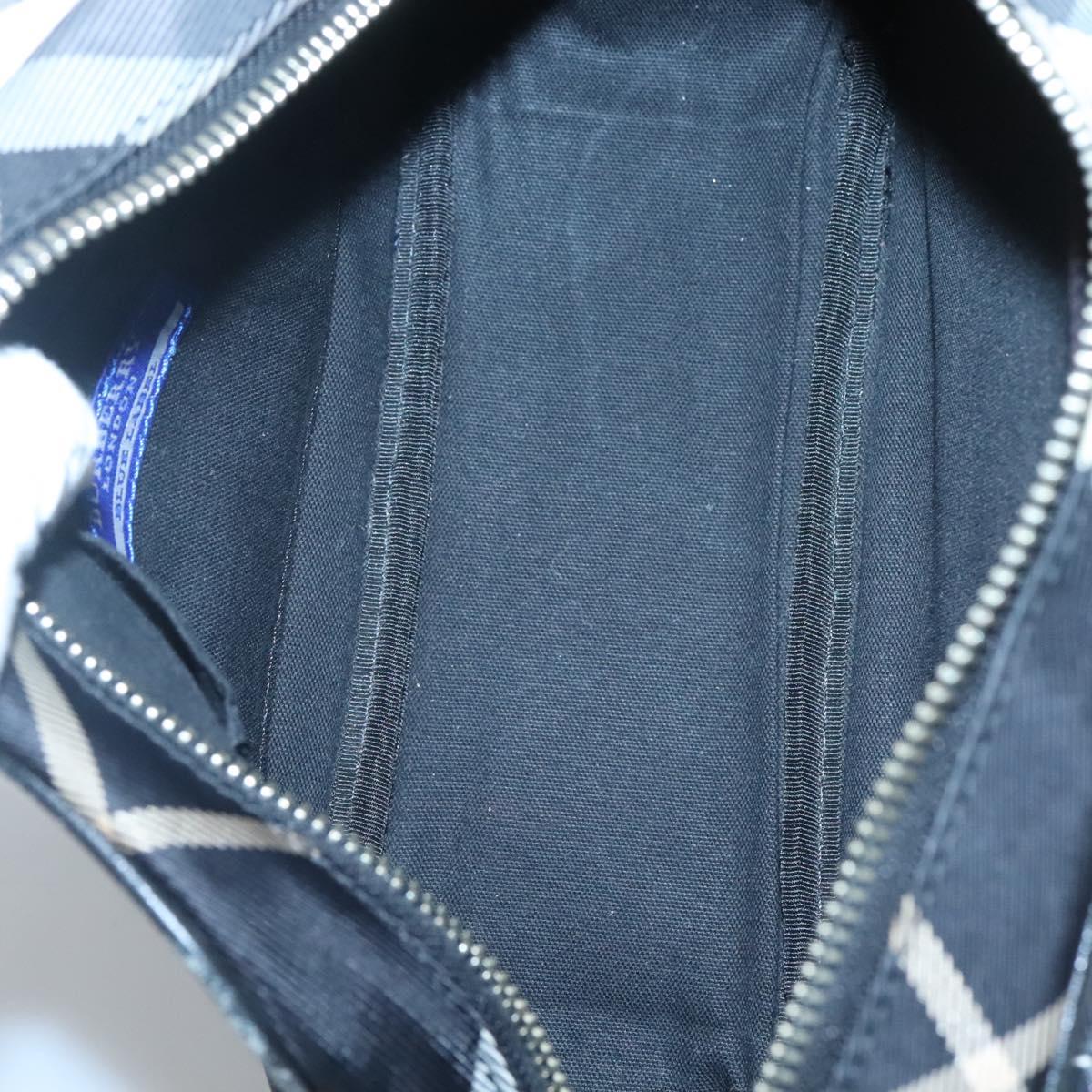 BURBERRY Nova Check Blue Label Shoulder Bag Canvas Black Silver Auth yk17807