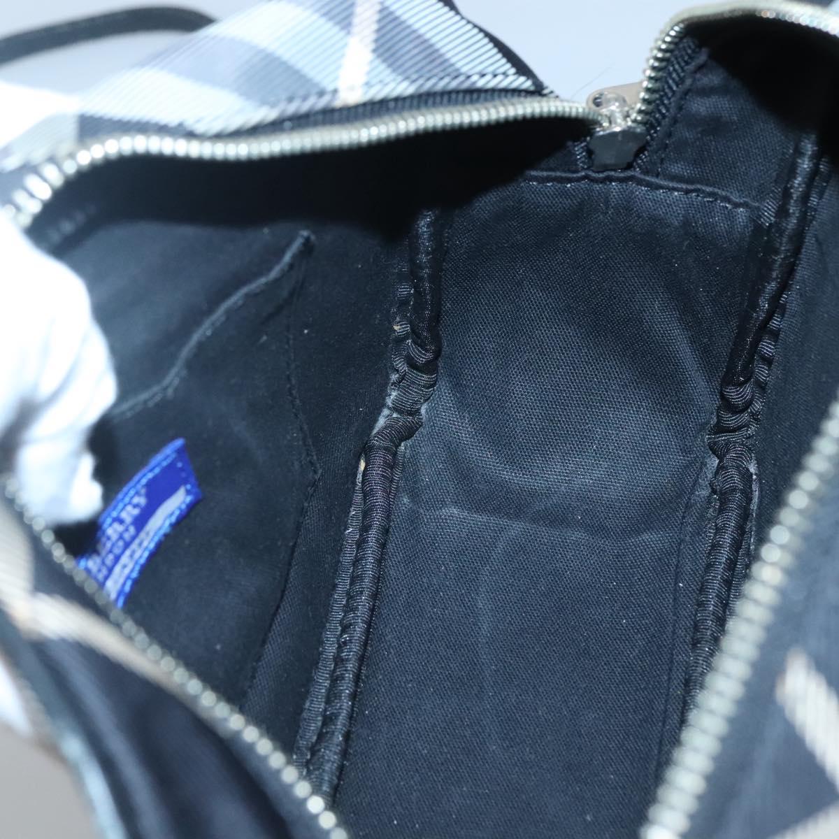 BURBERRY Nova Check Blue Label Shoulder Bag Canvas Black Silver Auth yk17807