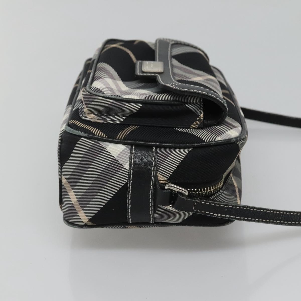BURBERRY Nova Check Blue Label Shoulder Bag Canvas Black Silver Auth yk17807